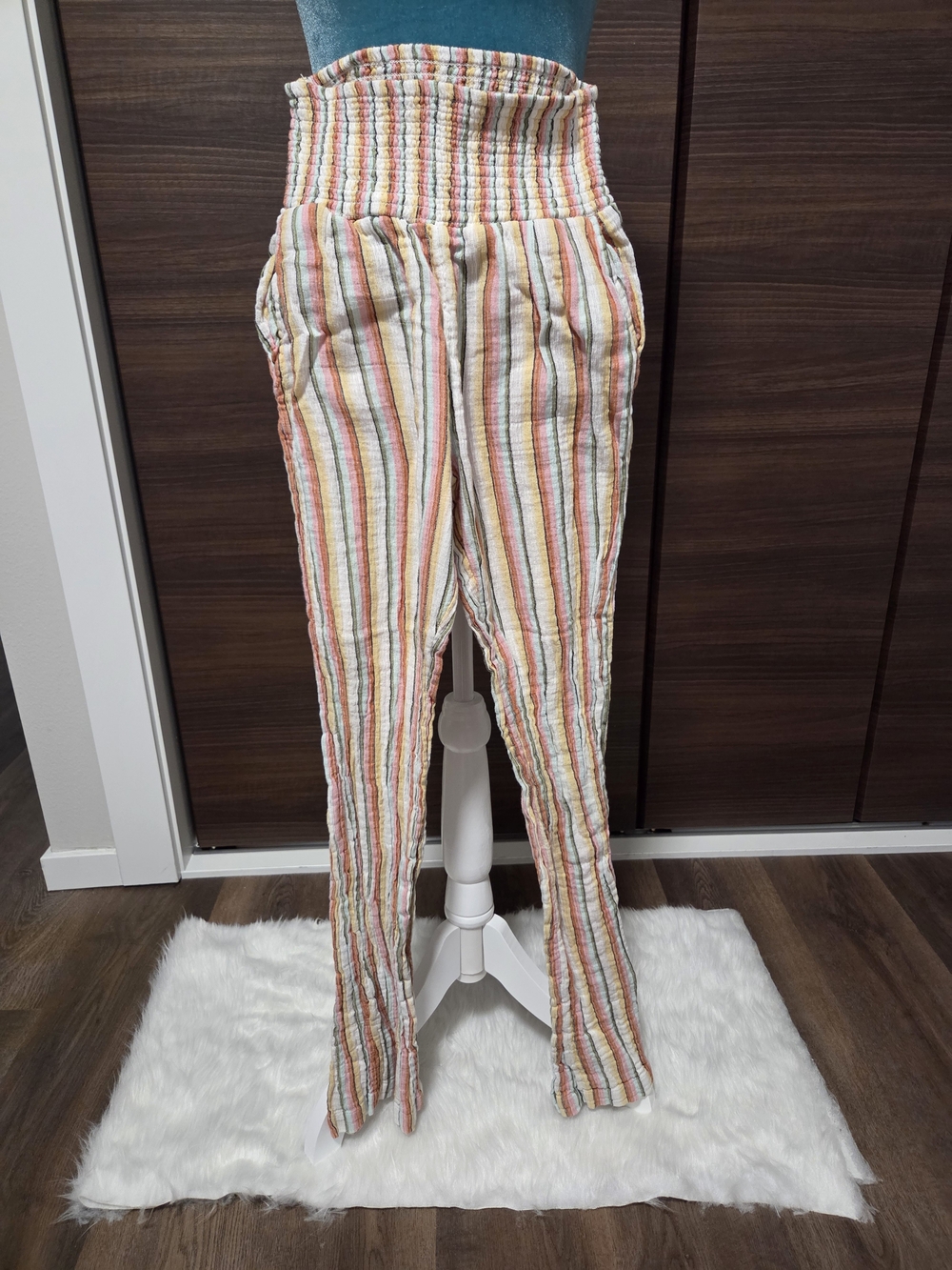 Striped High-Waist Drawstring Men’s Pants - Multicolor